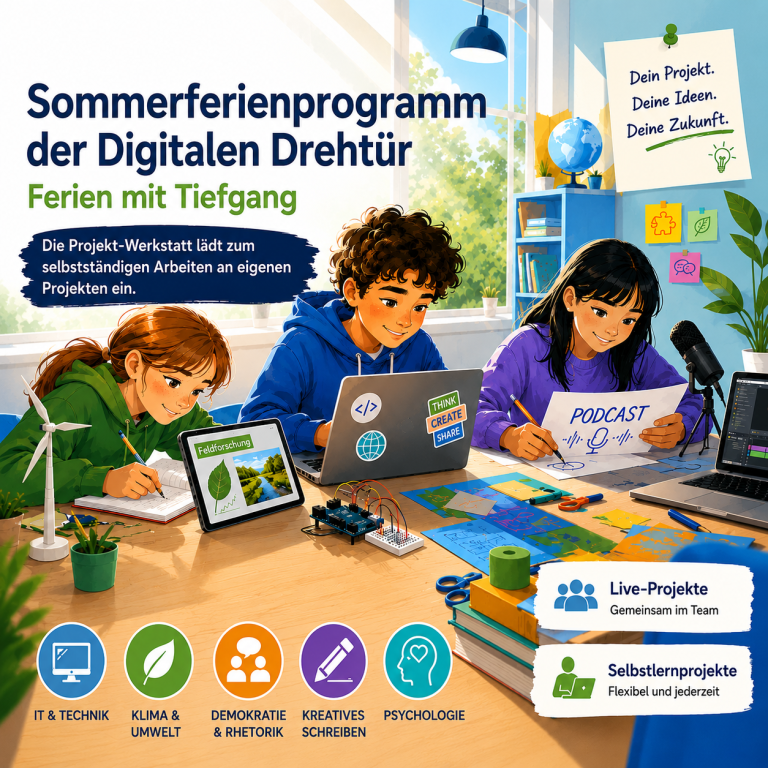 Mehr über den Artikel erfahren Sommerferienprogramm der Digitalen Drehtür: Ferien mit Tiefgang