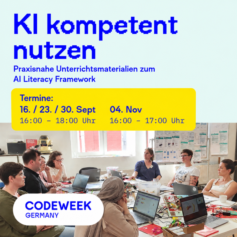 Mehr über den Artikel erfahren Stärke KI-Literacy bei Schüler:innen und werde bei der Code Week aktiv!